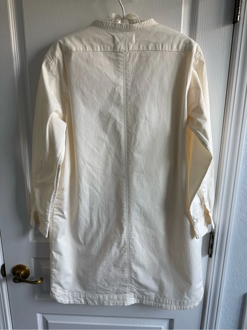 NWOT Everlane The Long Sleeve Organic  Cotton Utility Mini Dress Bone / Cream M